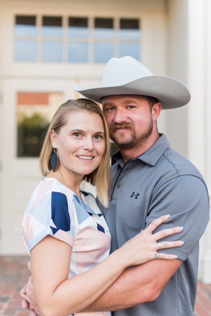 Downtown Lagrange Ga Couples engagement photo session with cowboy hat