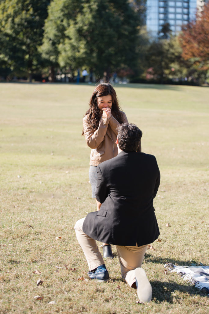 Proposal at Piedmont Park Atlanta, Oak Hill proposal, Kat and Eric Proposal, candace abbitt photography photography